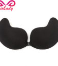 GIRLADY Sexy Breast Petals Invisible Strapless Bra Ladies Adhesive Silicone Bra Black Backless Push Up Bra Women Light Cozy New 2