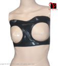 Sexy Black Latex Tube Top Bra Rubber bust Lingerie Gummi bikini Open breasts underclothes crop top bustier breast plus size XXXL 3
