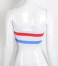 OUBINEW 17 summer Tube Tops bare shoulder shorts crop top printing sunshine letter red and blue stripe wrap chest T2230Z 3