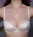 New Japanese 1/2 half cup thin type of light coated cotton breasted sexy women underwear bra set beige red black 3 colors 2