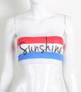 OUBINEW 17 summer Tube Tops bare shoulder shorts crop top printing sunshine letter red and blue stripe wrap chest T2230Z 2