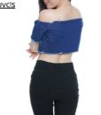 Luvcis Women Sexy Tube Tops Strapless Off Shoulder Top Shirt Bandeau Wraps Wear Outside Denim Bind Lace Up Bandage Tops NS1644 3