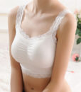 Hot Sale Fashion Lace Short Crop Top Camisole Padded Soft Modal Tops for Women Anti Exposure Built in Bra Bustier Tube Tops 5